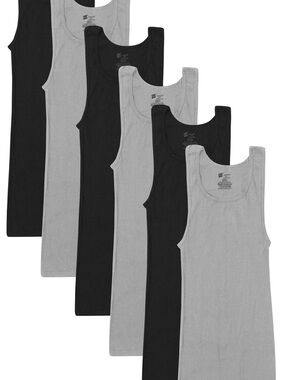 Hanes Men’s 6-Pack Tank Tops - Black, Gray